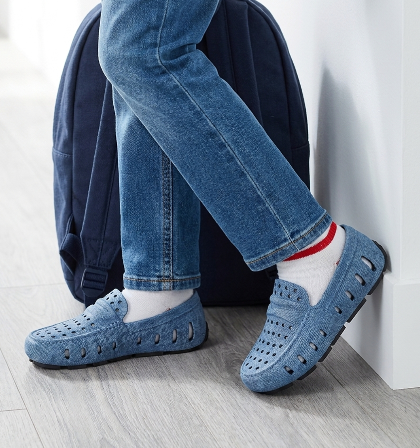 Kids Prodigy Blue Denim Print Loafers