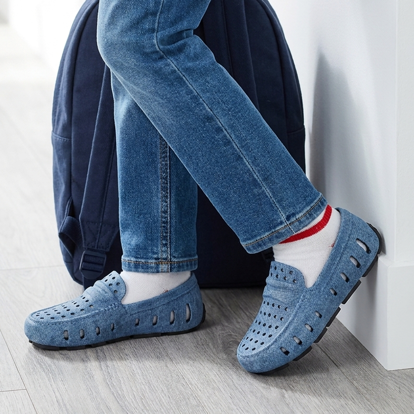 Kids Prodigy Blue Denim Print Loafers