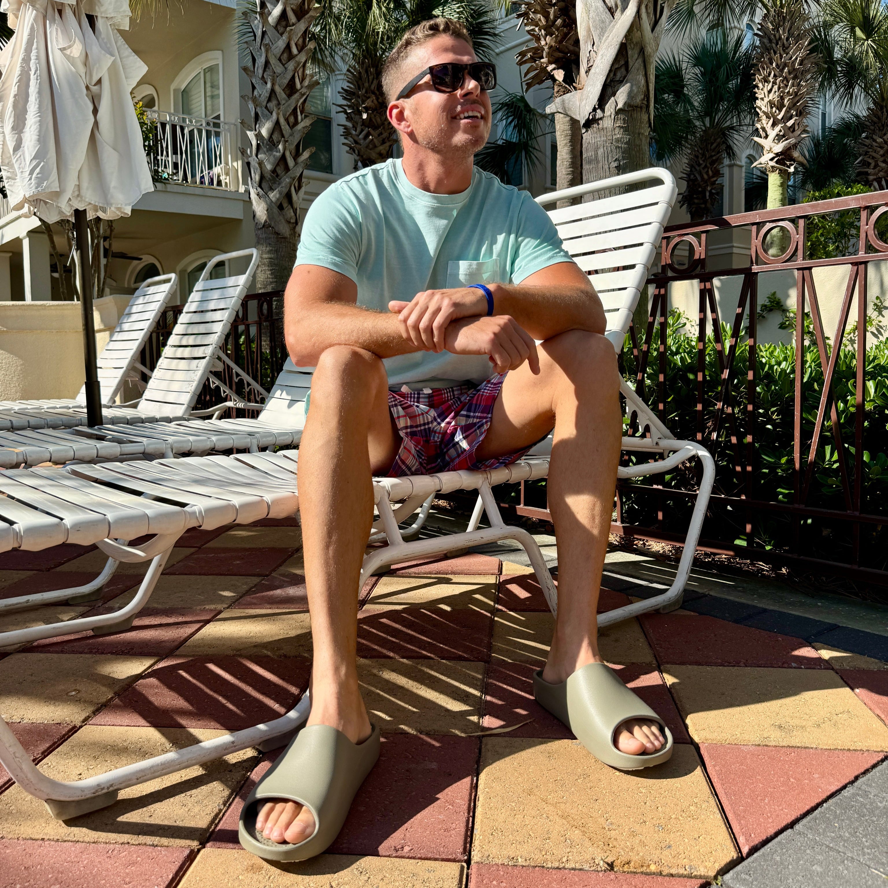 MERMAID GREEN/BRIGHT WHITE LANE-4 MENS SLIDE