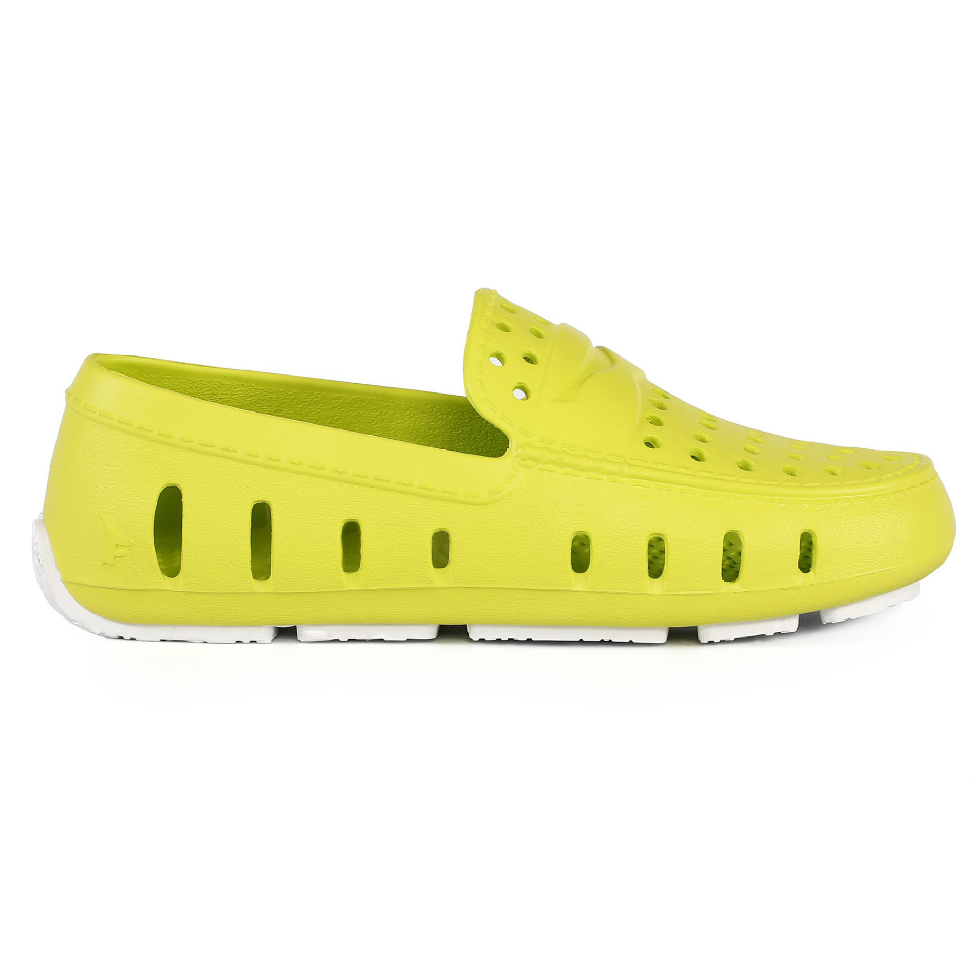 Yellow loafer shoe on a white background
