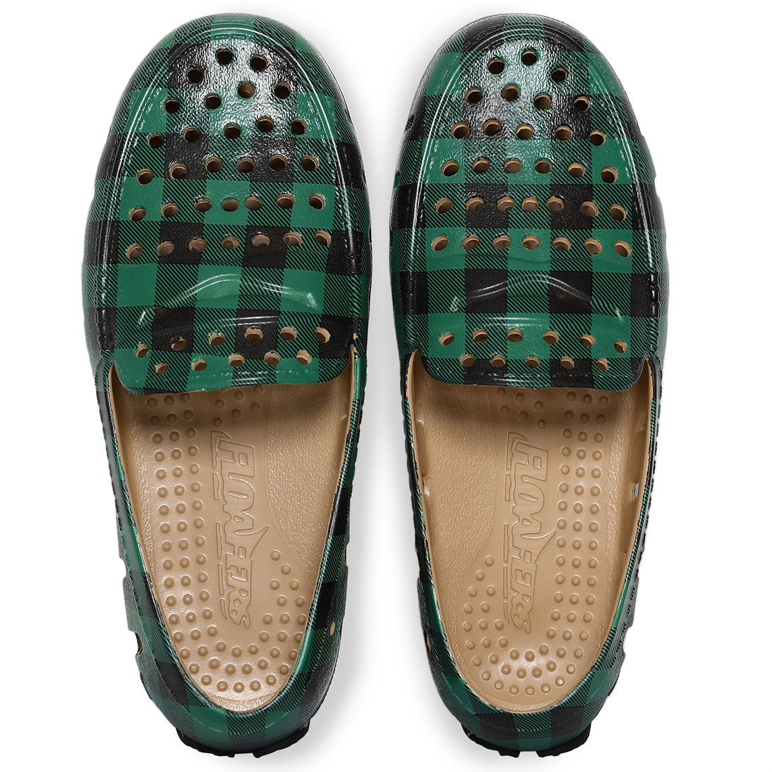 Kids Prodigy Green Tartan Plaid/Black Print Loafers