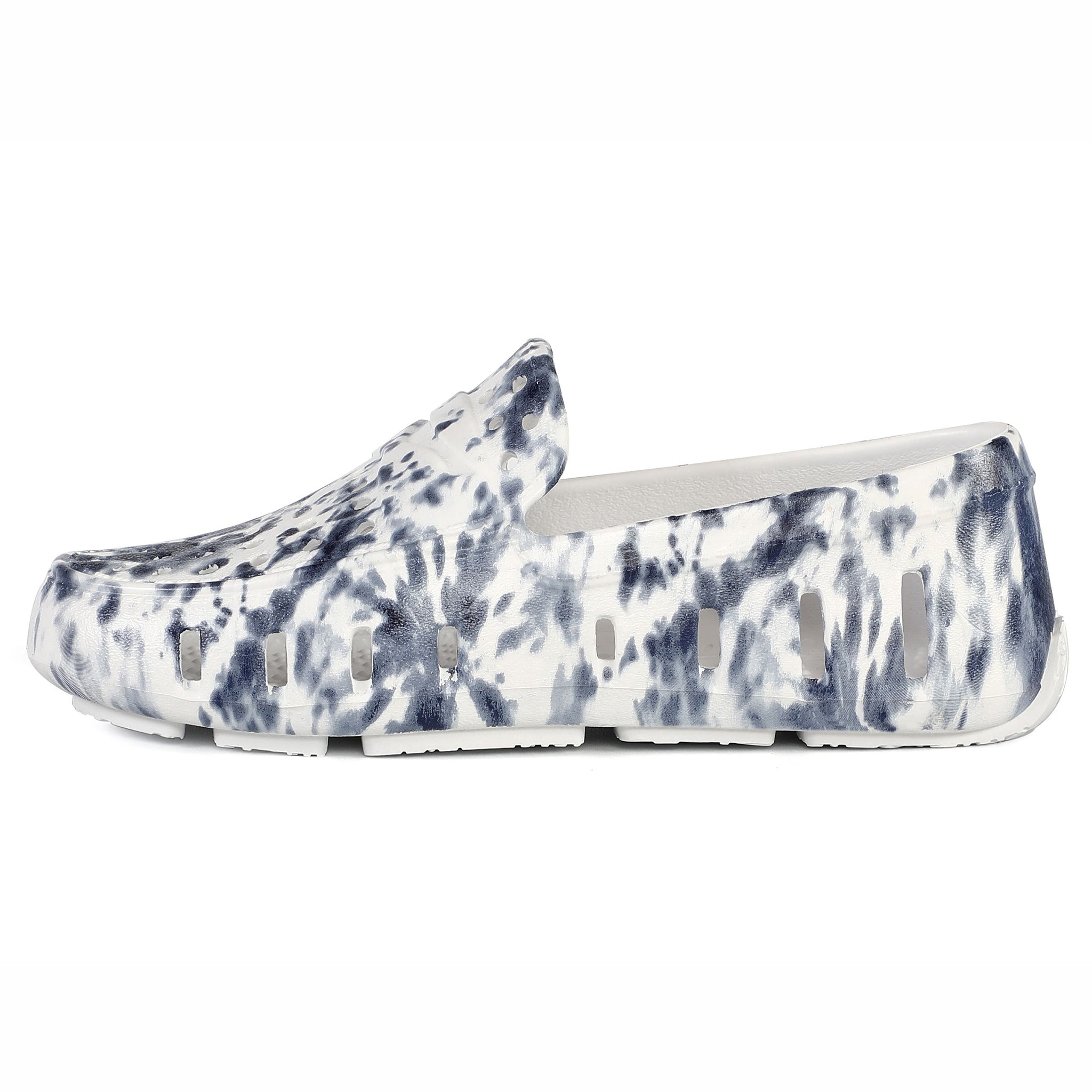 Kids Prodigy Navy Tie Dye Print Bright White Loafers