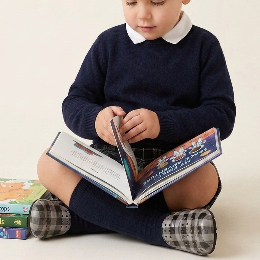 Kids Prodigy Gray Tartan Plaid/Black Print Loafers