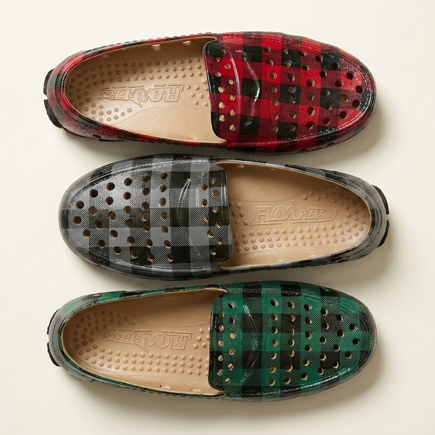Kids Prodigy Gray Tartan Plaid/Black Print Loafers