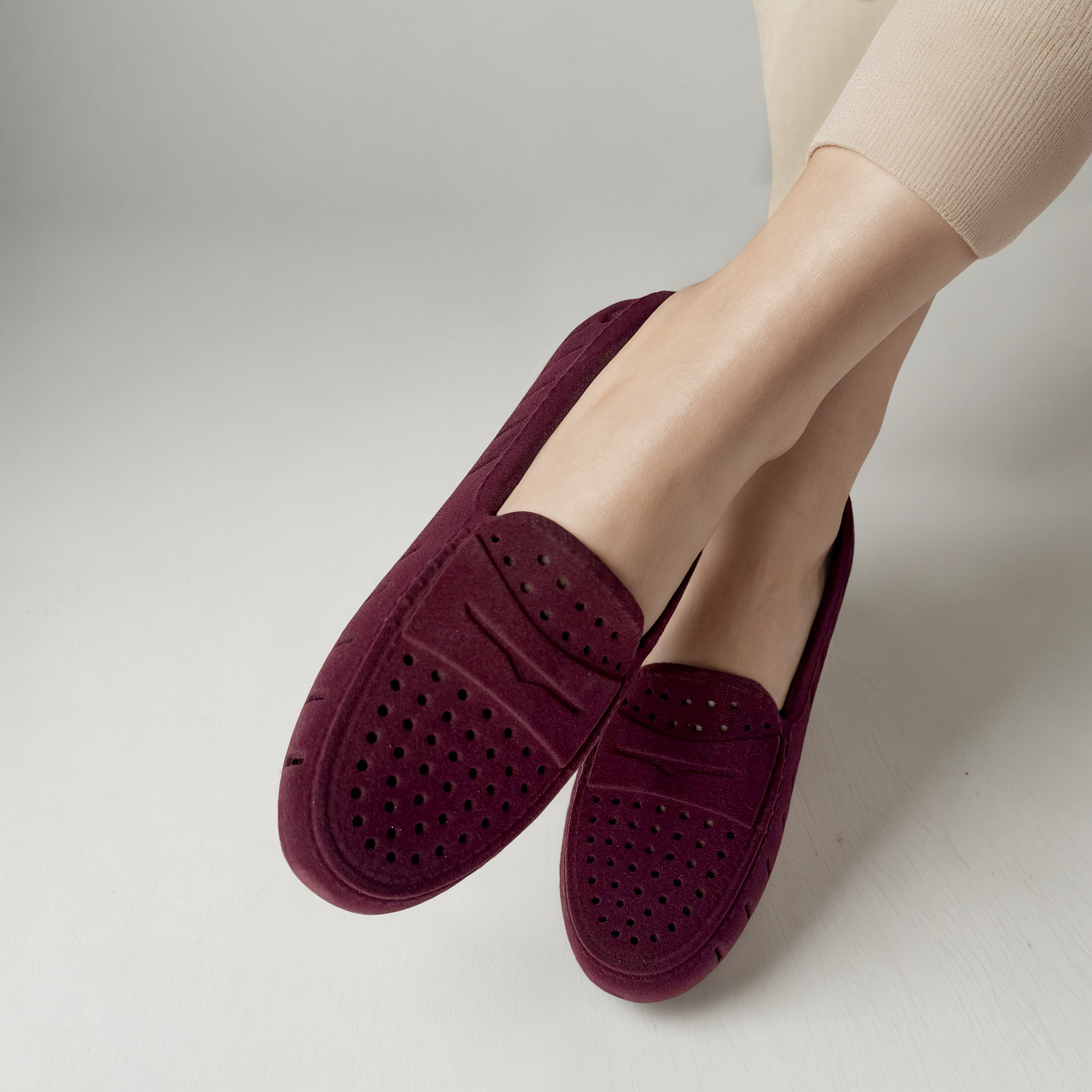 WOMENS BURGUNDY VEGAN SUEDE POSH 3.0