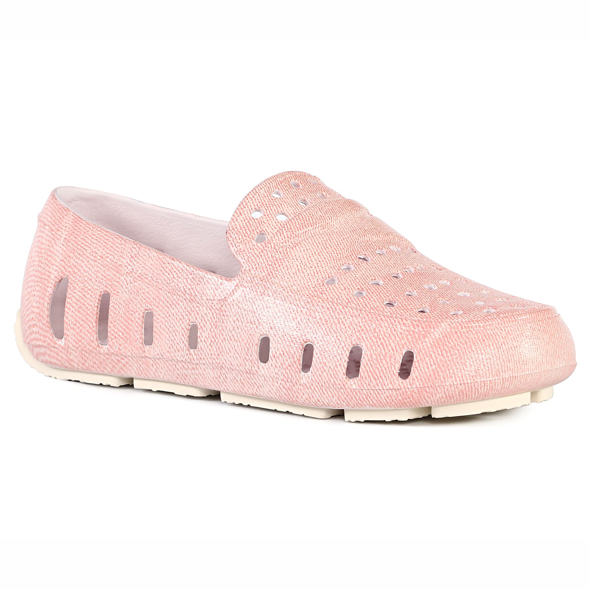 Kids Prodigy Pink Denim Print Bright White Loafers – Floafers