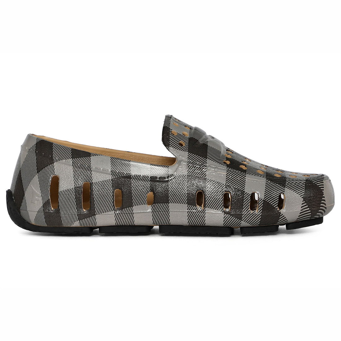 Kids Prodigy Gray Tartan Plaid/Black Print Loafers