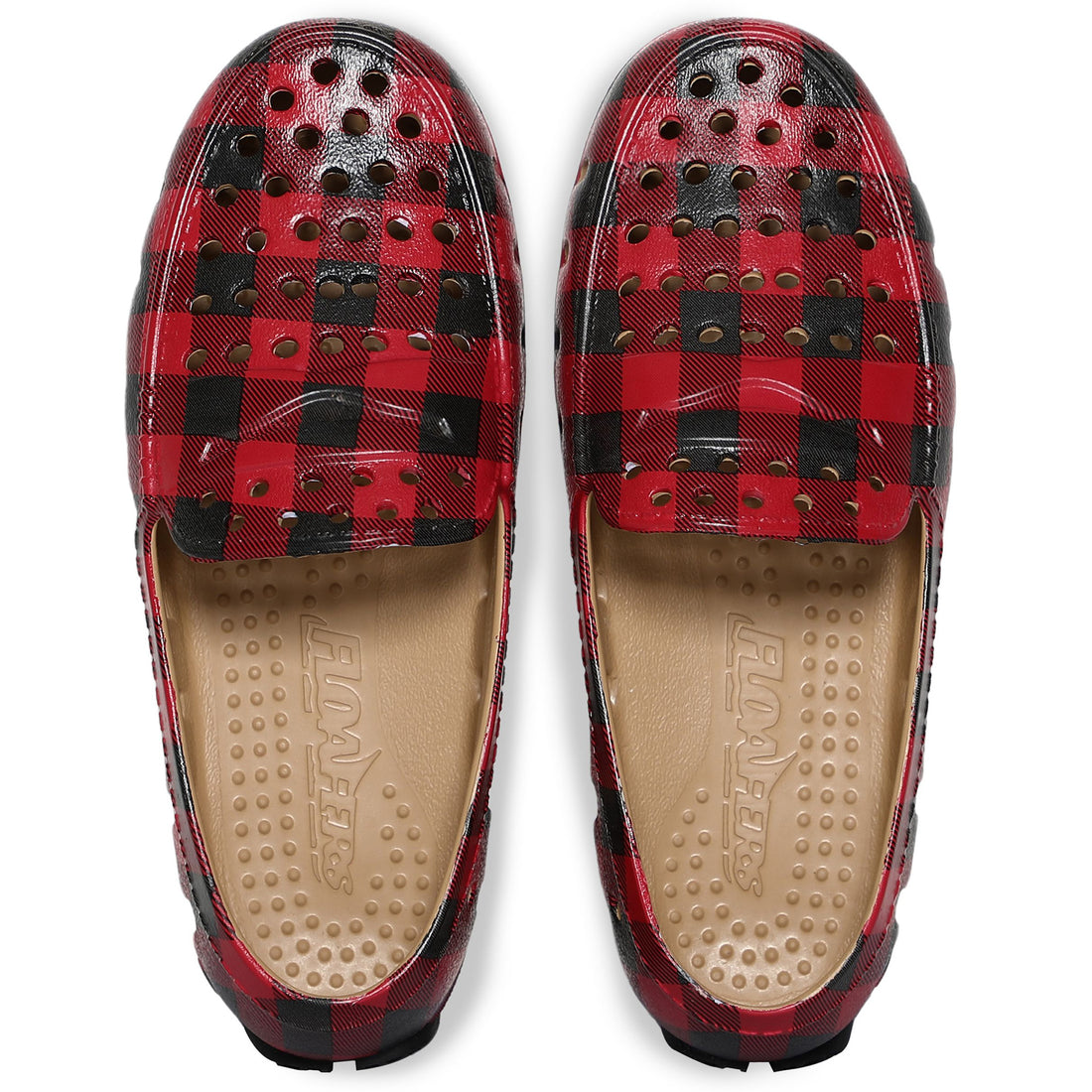 Kids Prodigy Red Tartan Plaid/Black Print Loafers