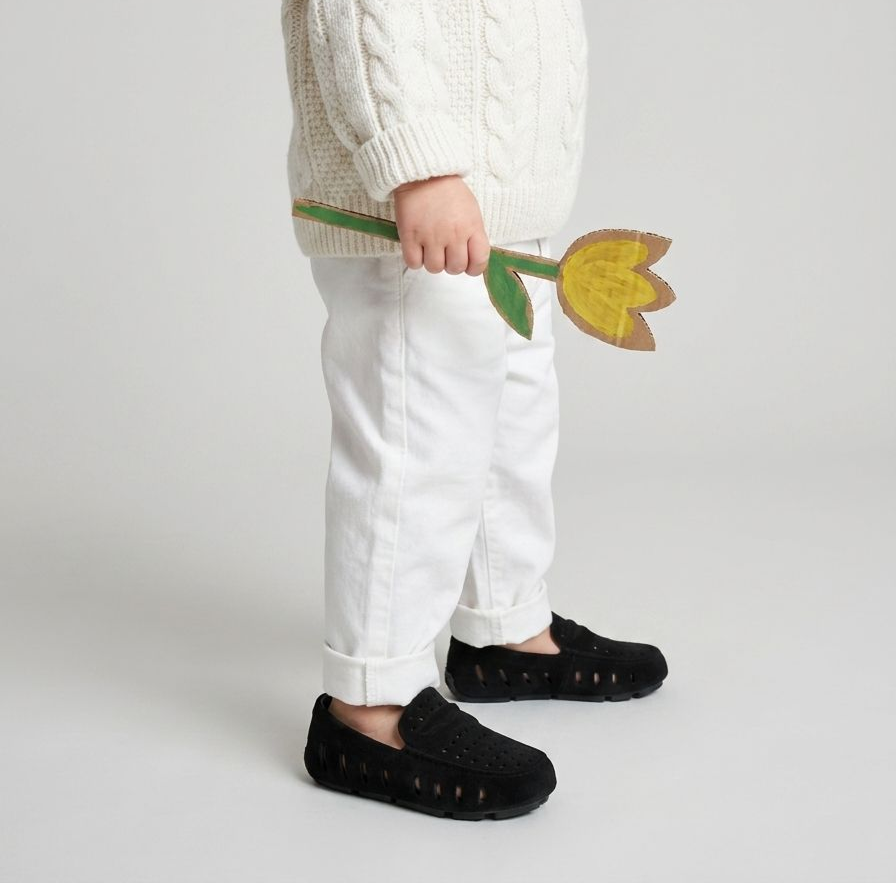 Kids Prodigy Black Suede Loafers