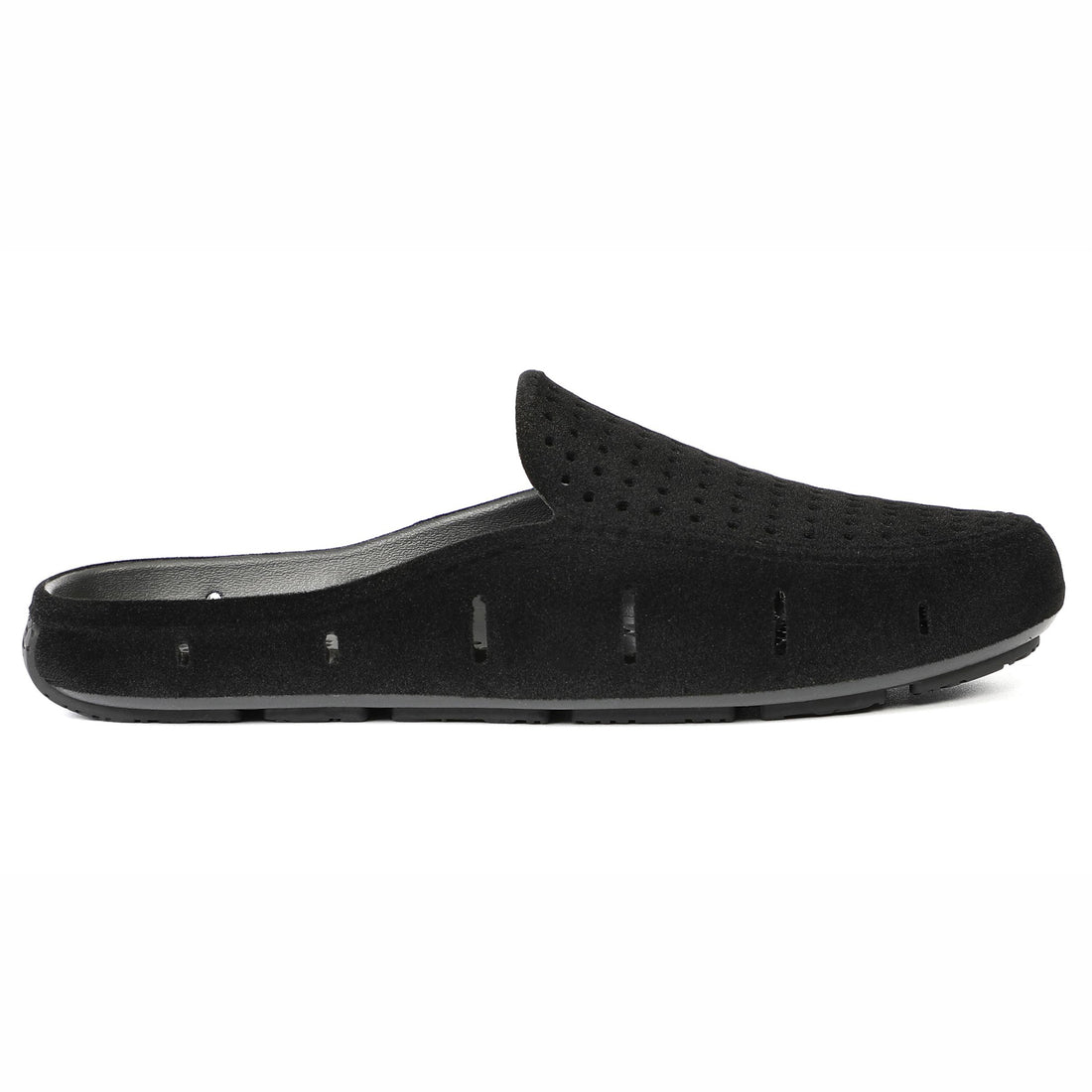 BLACK VEGAN SUEDE SUNSET SLIDE - WOMENS