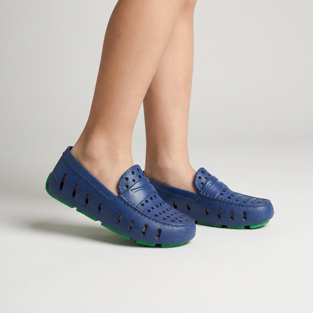 Kids Prodigy Navy Peony Turf Green Loafers