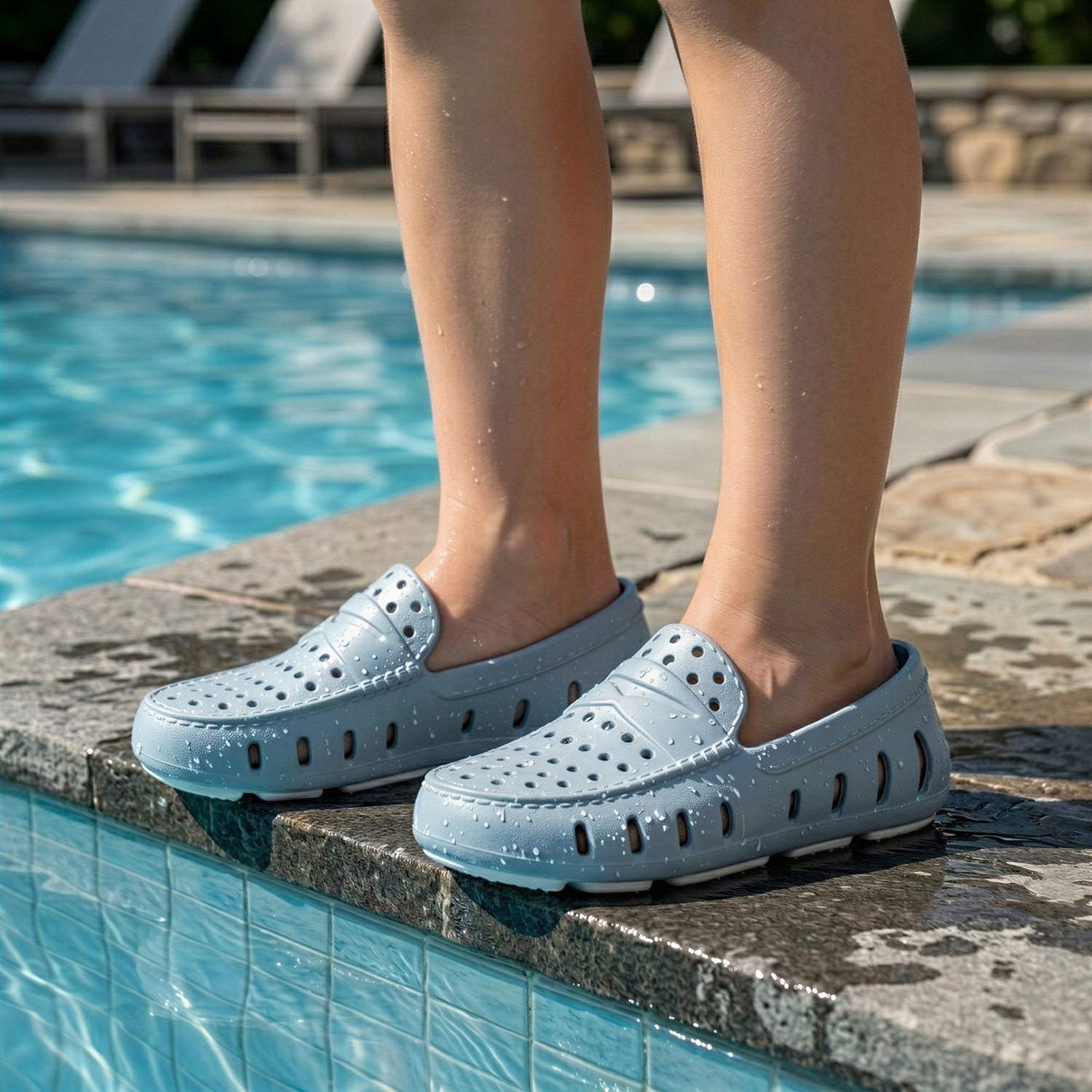Kids Prodigy Powder Blue Bright White Loafers