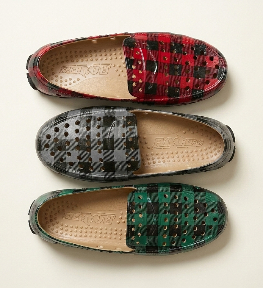 Kids Prodigy Gray Tartan Plaid/Black Print Loafers