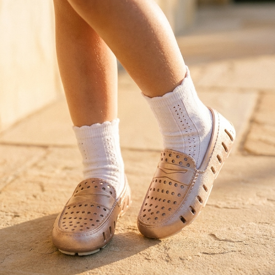 Kids Prodigy White Gold Cream Metallic Loafers