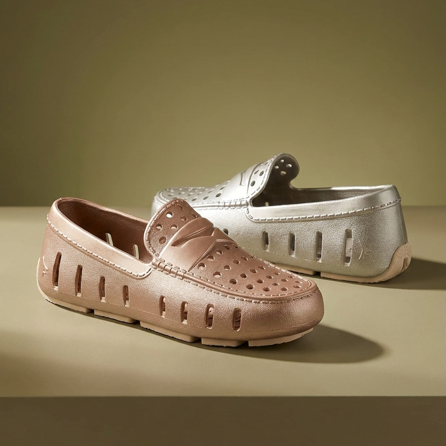 Kids Prodigy Rose Gold Cream Metallic Loafers